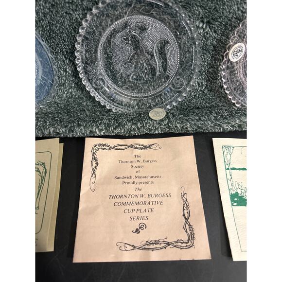 Thornton Burgess Plate Set of 3 Vintage Pairpoint Glass Baby Shower Gift - Picture 12 of 15